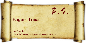 Payer Irma névjegykártya